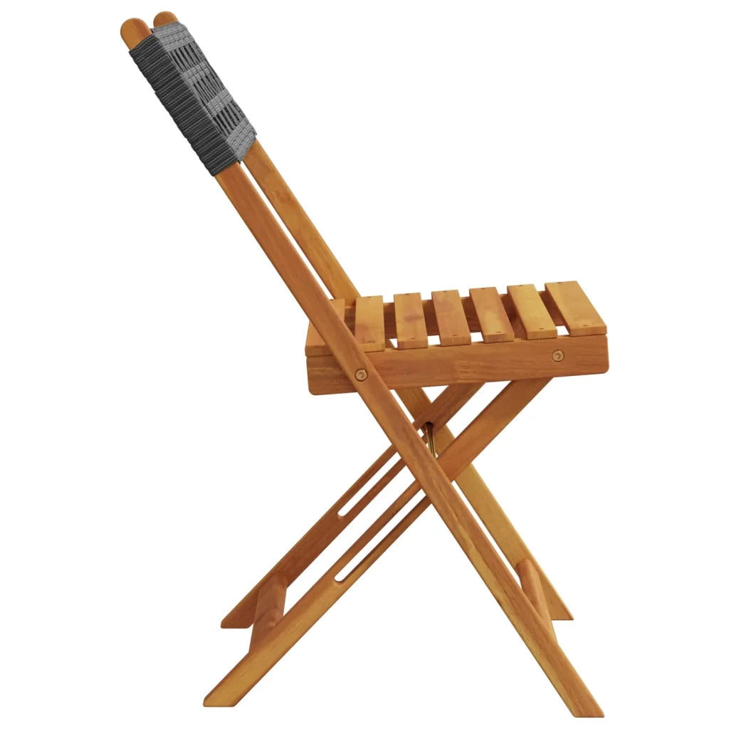 Sedie da Bistrò 2 pz Nere Legno Massello Acacia e Polyrattan 367675