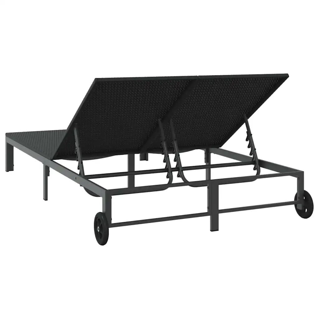 Lettino da Sole Nero 206 x 115 x 75 cm polyrattan 42004133