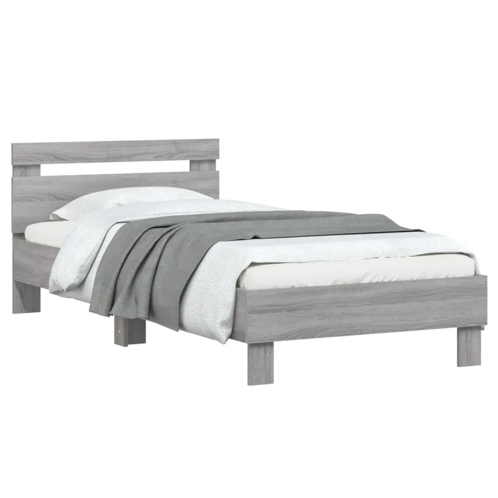 Giroletto con Testiera Grigio Sonoma 90x200cm Legno Multistrato 838538