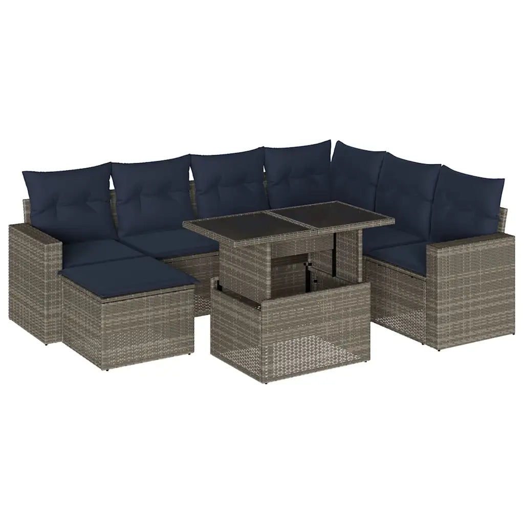 Set Divani da Giardino 8 pz con Cuscini Grigio in Polyrattan 3267441