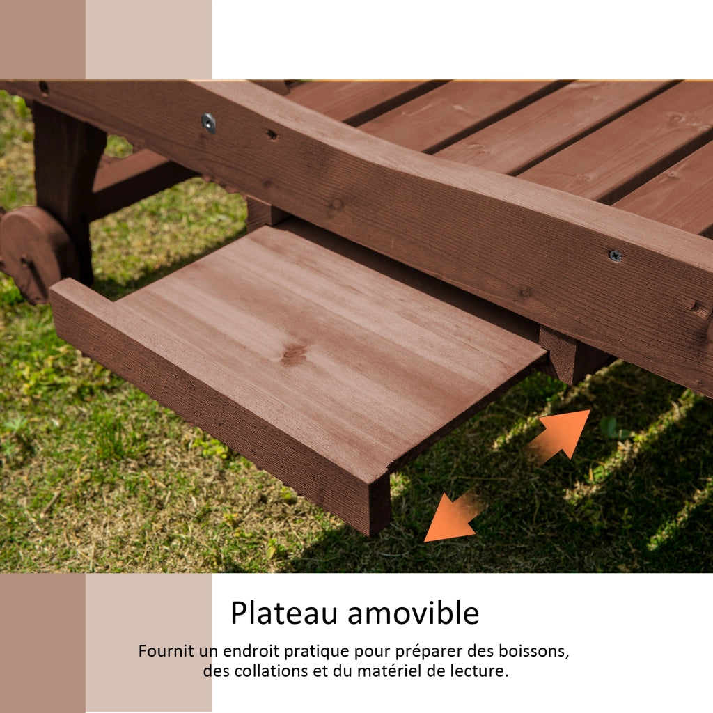 Sdraio da giardino regolabile con vassoio ¨C zephmum ¨C Legno di pino pretrattato