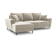 Cosmopolitan Design - Divano convertibile angolare sinistro con contenitore "Kyoto" 4 posti in velluto beige chiaro 