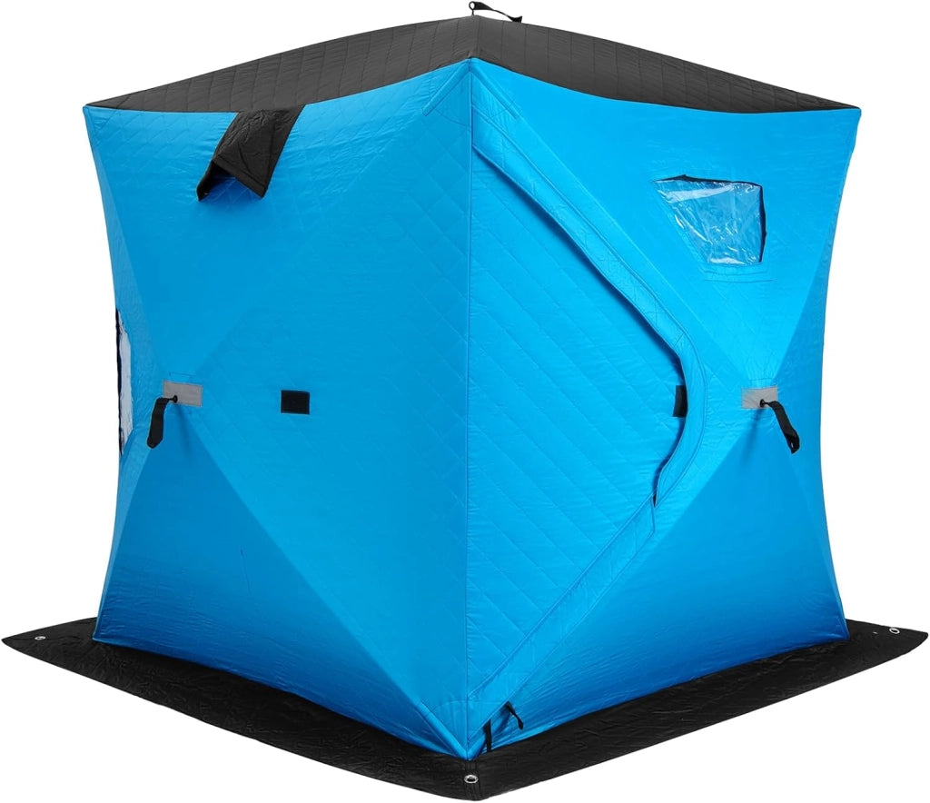 Tenda da Pesca sul Ghiaccio, Capanna di Ghiaccio in Tessuto Oxford con Finestre, Protezione Termica, Antivento e Impermeabile, per Pesca Invernale, per 2 Persone