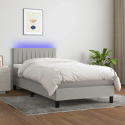 Letto a Molle Materasso e LED-Struttura Letto con Materasso Grigio Chiaro 90x190 cm Tessuto 362770