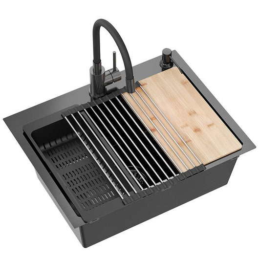 Lavello In Acciaio Luke 110 Workstation Black con rubinetto da cucina