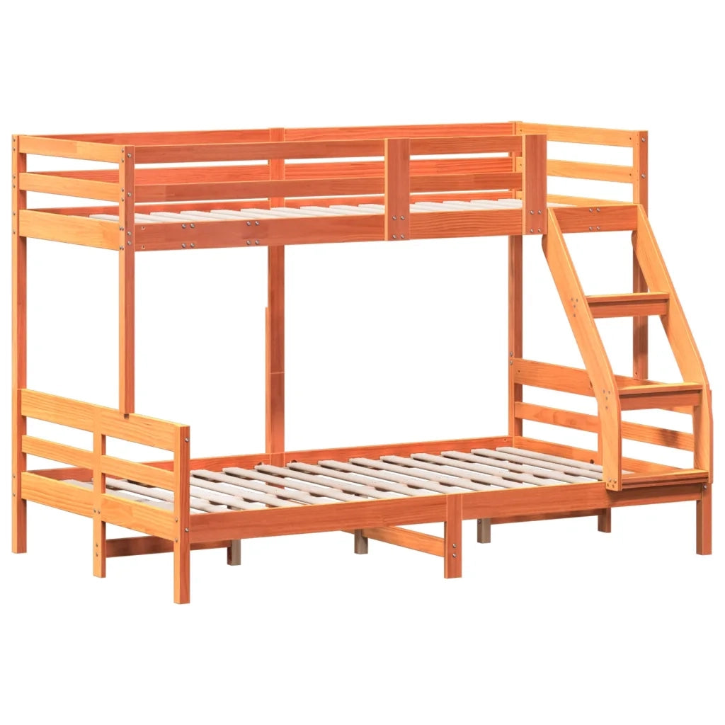 Letto a Castello 80x200/120x200 cm Marrone Cera Massello Pino