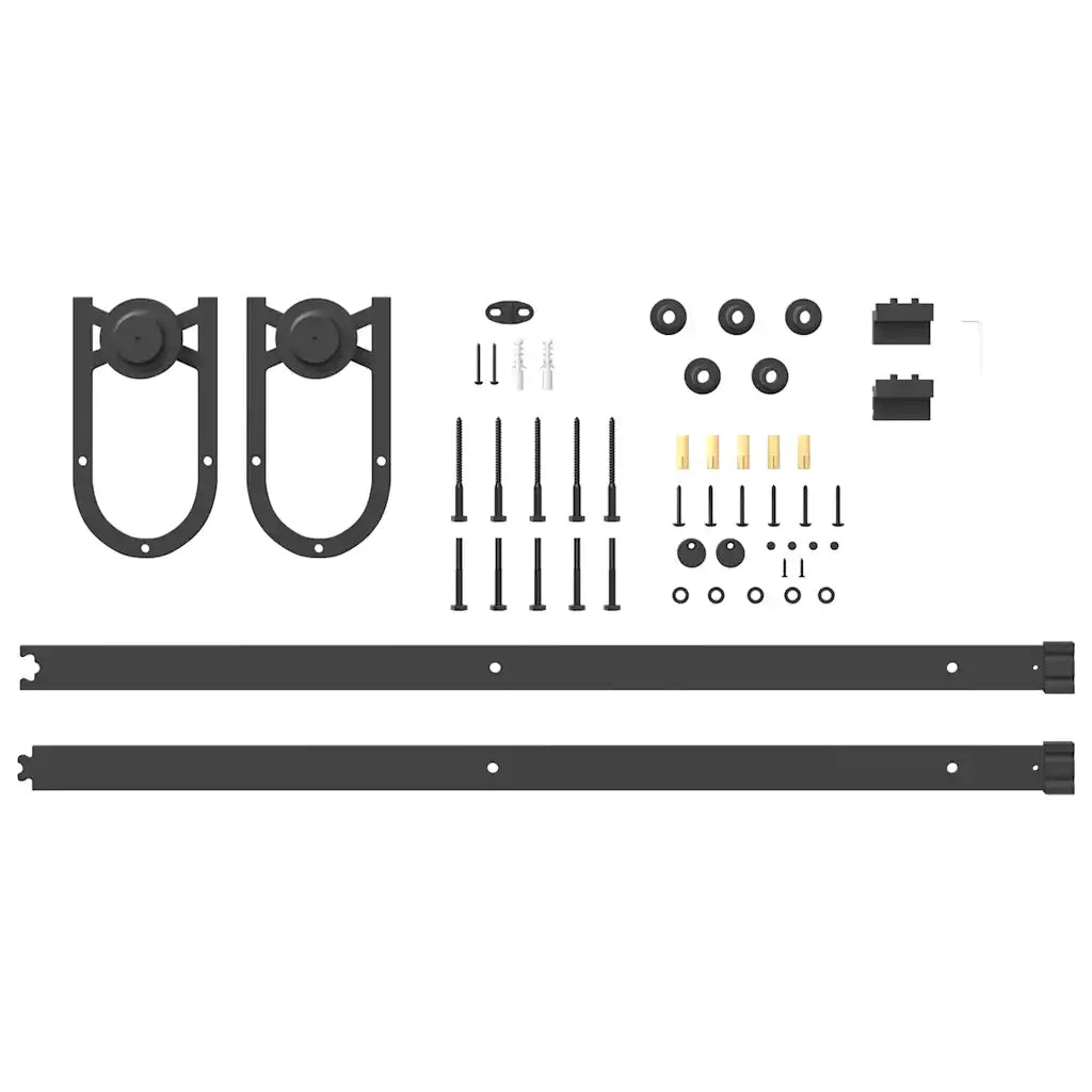 Kit di Binari per Porte Scorrevoli 200 cm Acciaio Nero 4009733