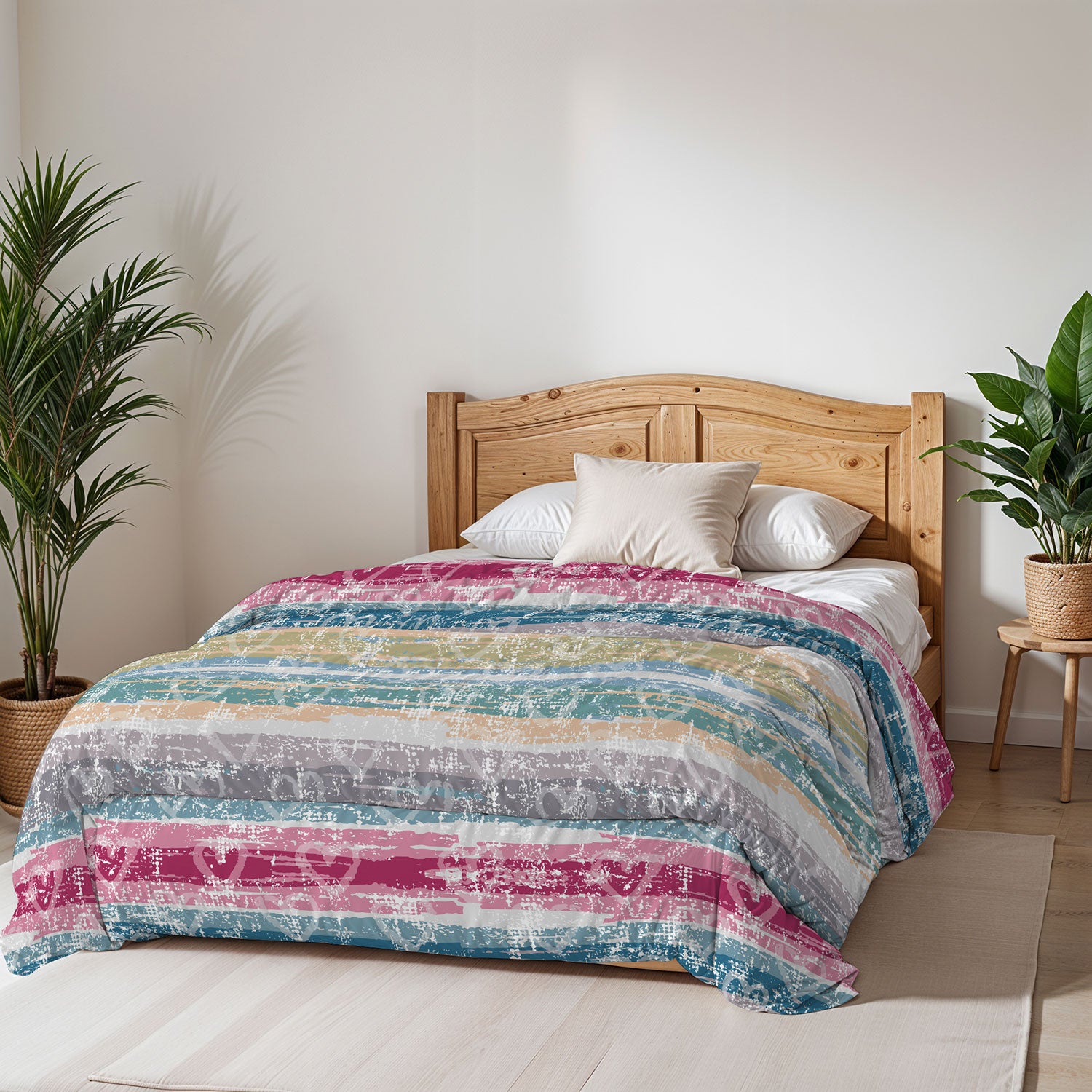 Trapunta Invernale Matrimoniale Stampata in Microfibra 200gr Double Face Love Lines