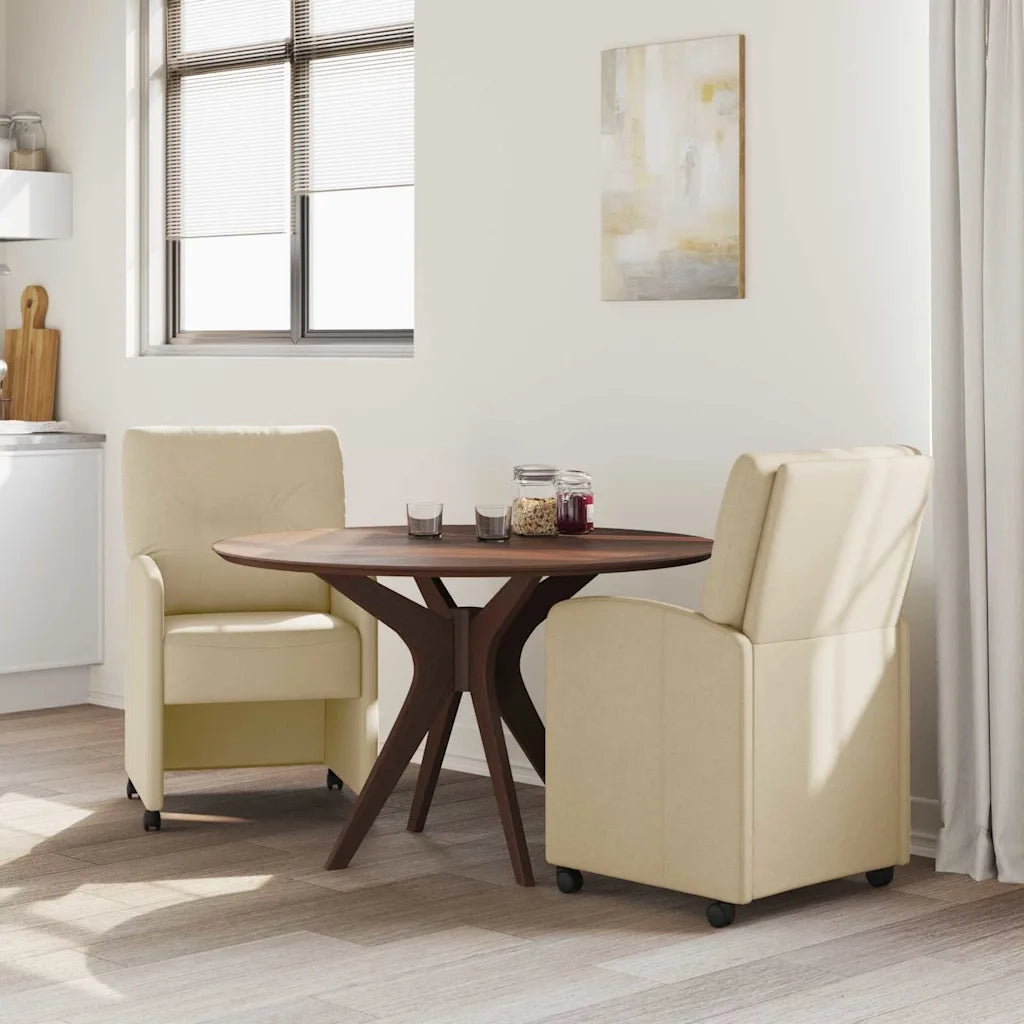 Sedie da Pranzo con Ruote 2 pcs Crema 57 x 67 x 95 cm Tessuto 42017854