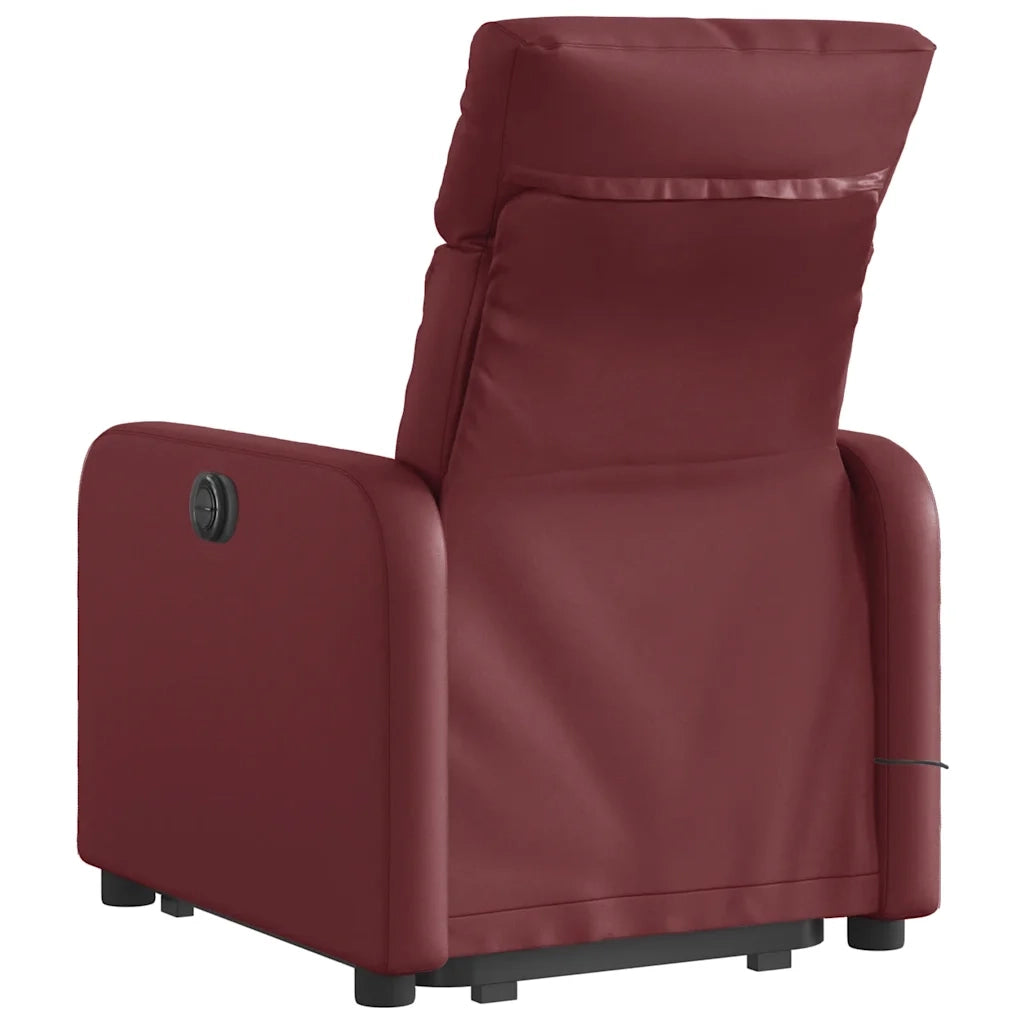Poltrona | Sedia Relax Alzapersone Massaggi Reclinabile Rosso Vino Similpelle