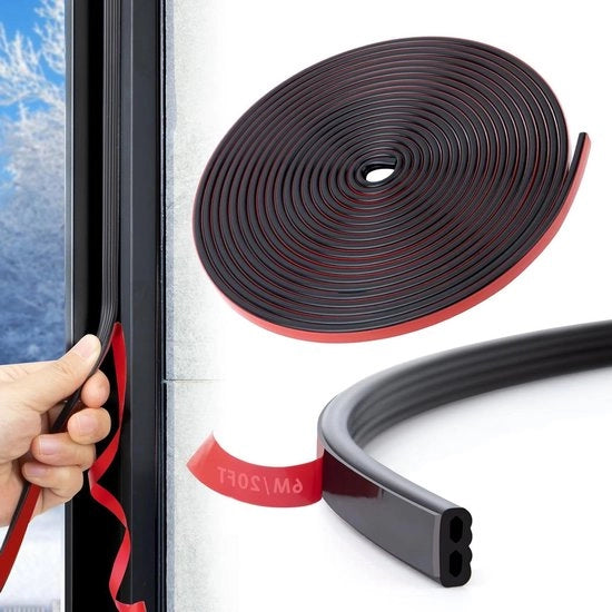 Telaio per porte Striscia di isolamento per finestre Striscia di silicone per sigillatura delle fessure nera 6 m.