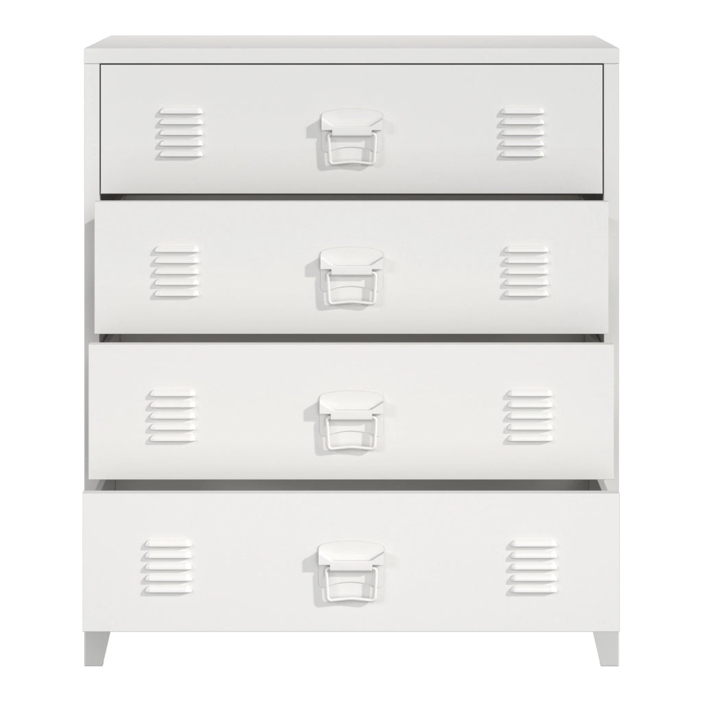 Cassettiera Hämeenlinna Comò in Acciaio con 4 Cassetti 92 x 80 x 40 cm Bianco [en.casa]