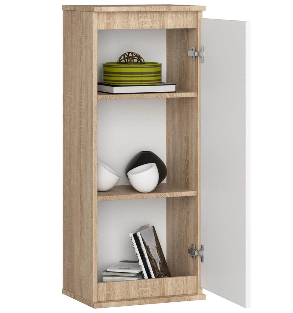 Armadietto a parete con ante strette AKORD W40 Sonoma Quercia 40 cm 1 anta inserto frontale Bianco 40x30x99 cm