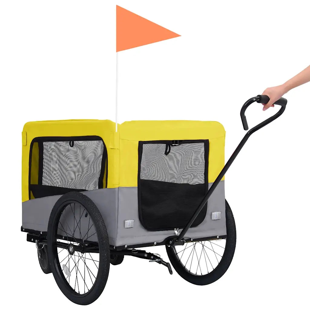 Rimorchio Bici Animali Carrello Jogging 2in1 Giallo e Grigio 92442