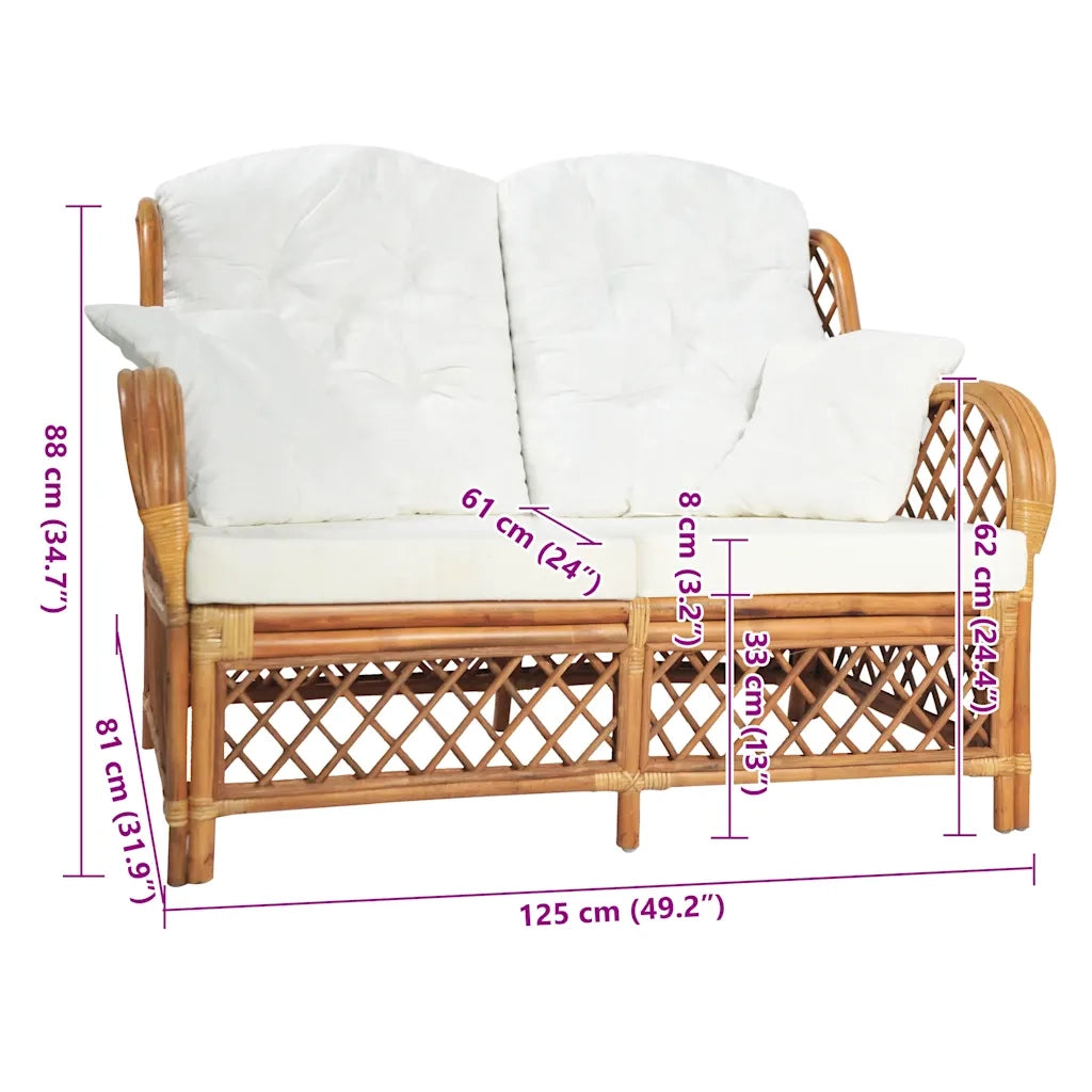 Divano a 2 Posti Marrone Chiaro in Rattan 325474