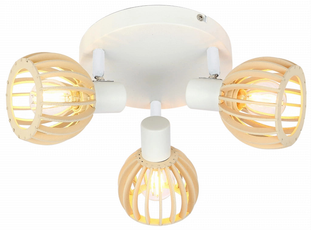Plafoniera Candellux Atarri bianca legno metallo 35cm 3xE14