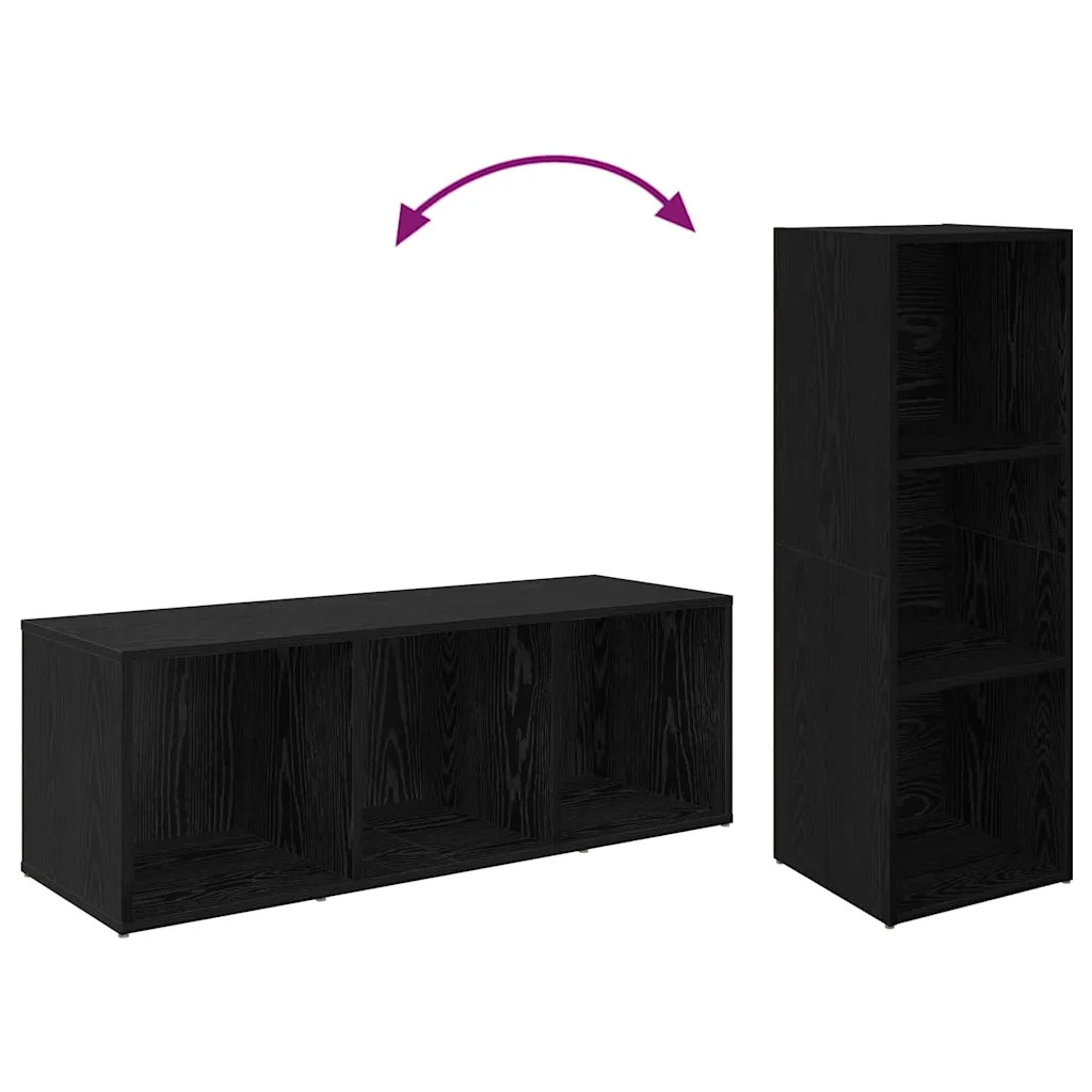 Set mobile TV 4 pz Rovere Nero Legno ingegnerizzato 3393523