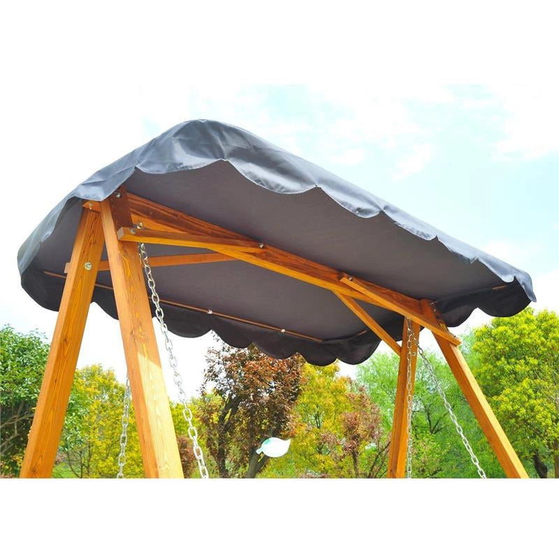 DONDOLO DA GIARDINO 3 POSTI CON BALDACCHINO IN LEGNO 200 X 130 X 185 CM