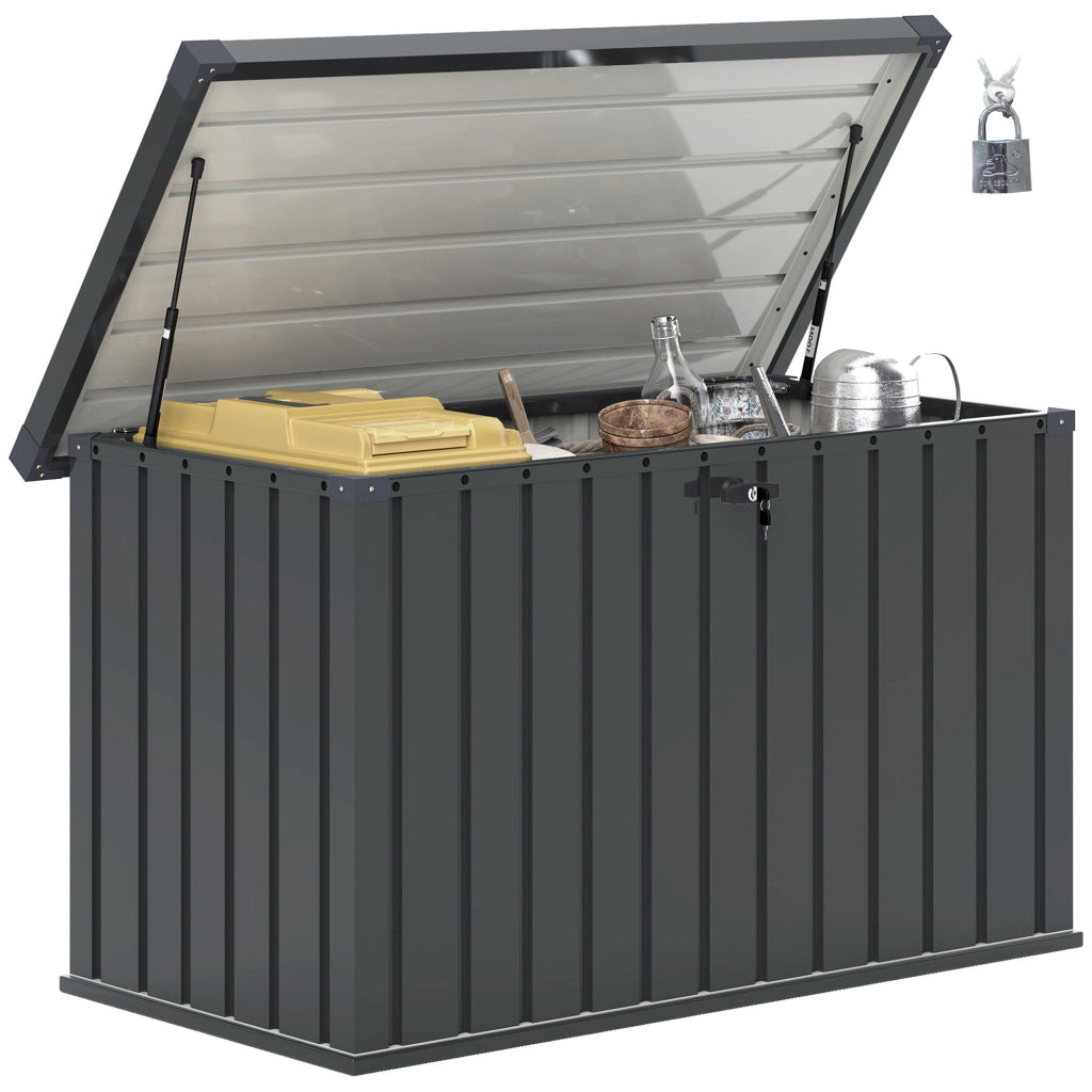 Baule da Giardino in Acciaio Zincato ¨C Zephmum ¨C Grigio Scuro 124x66x72 cm
