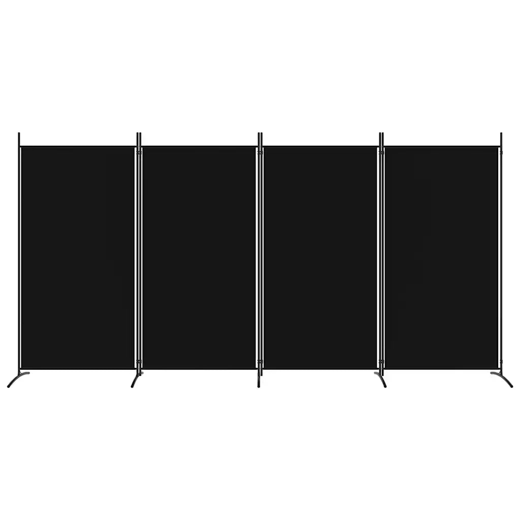 Divisorio a 4 Pannelli Nero 346x180 cm in Tessuto 350265