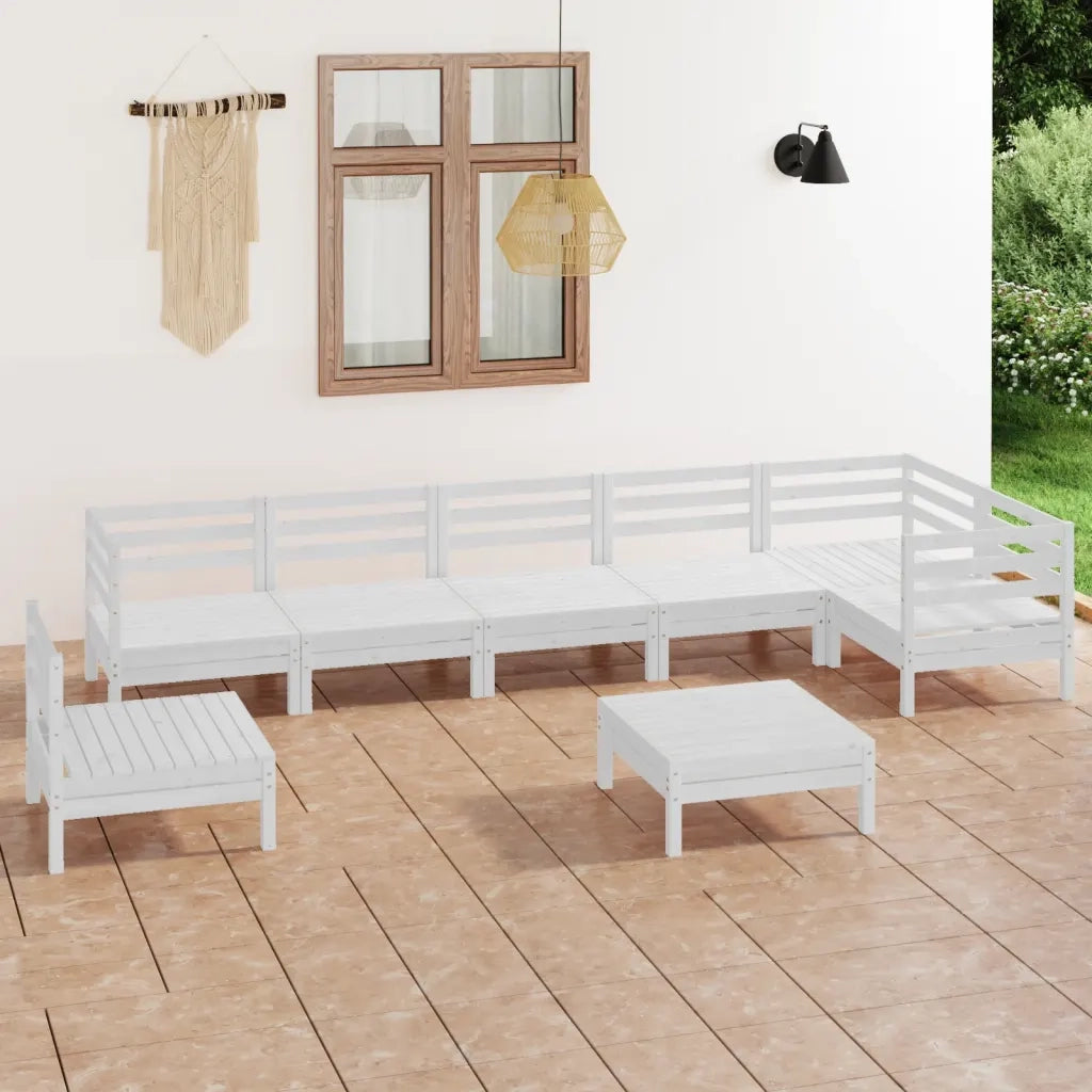 Set Divani da Giardino 8 pz in Legno Massello di Pino Bianco  cod mxl 44899