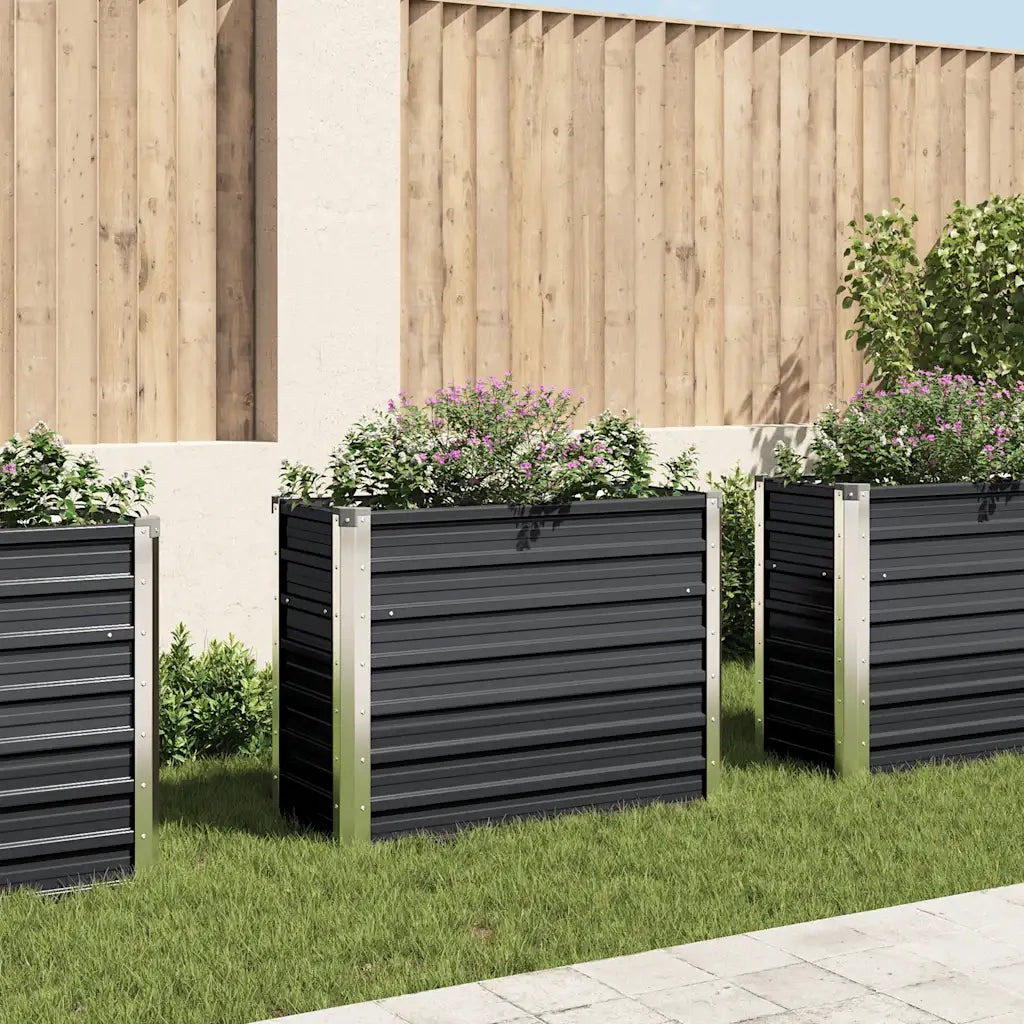 Fioriera per Giardino Antracite 100x40x77 cm in Acciaio Zincato 45732