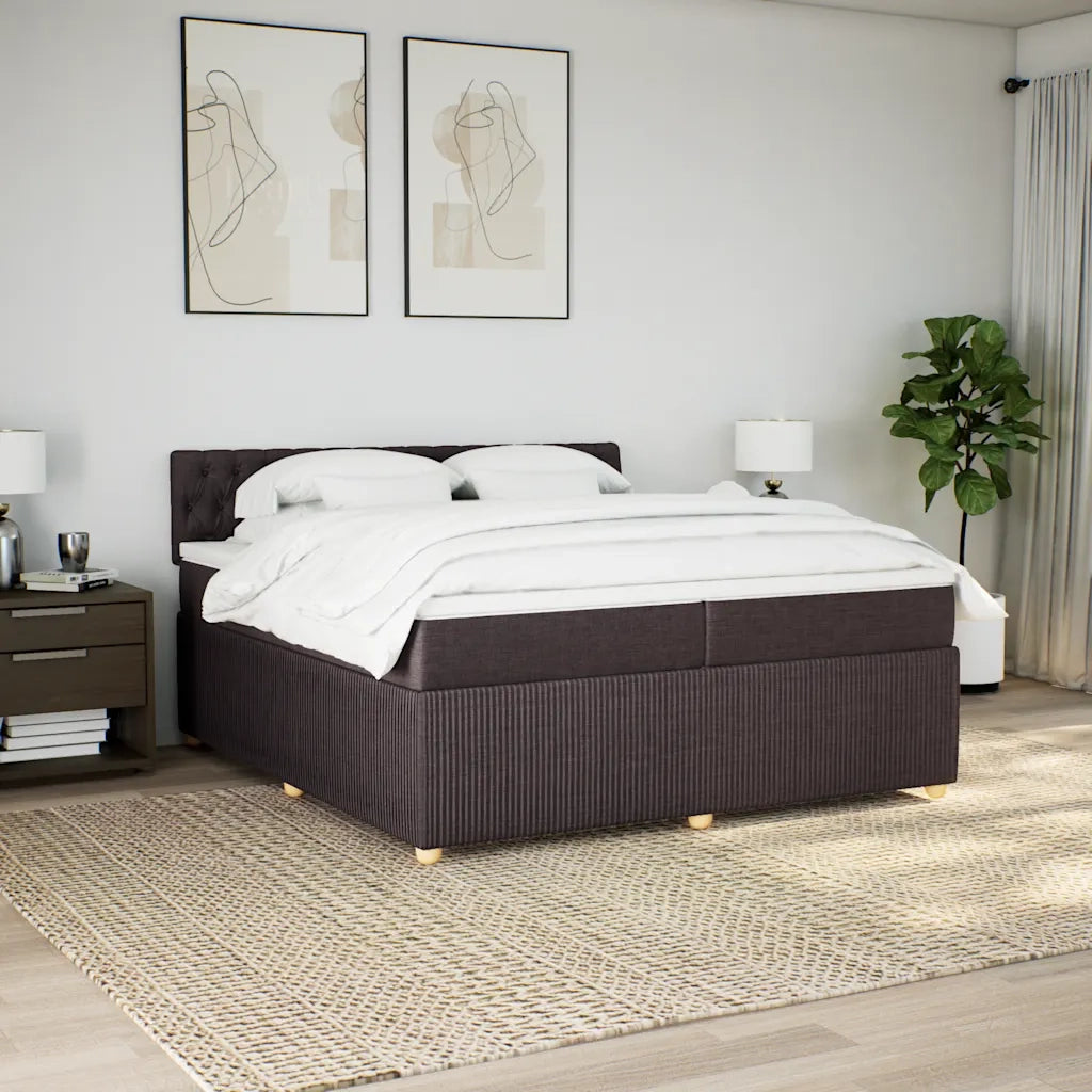 Giroletto a Molle con Materasso Marrone Scuro 200x200cm Tessuto 3289873