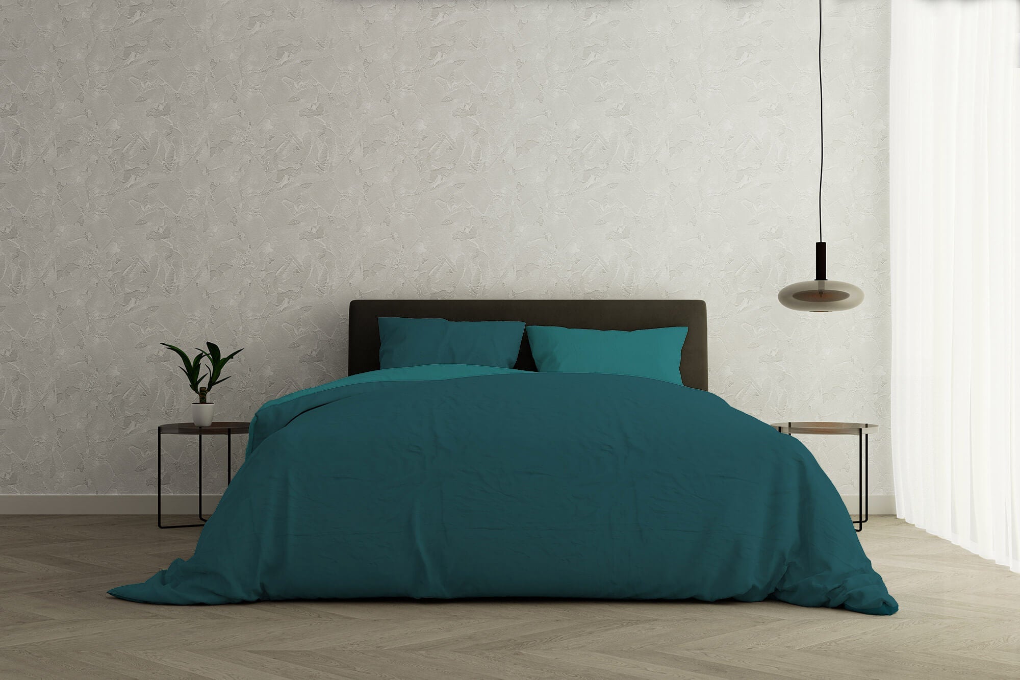 Copripiumino con Sacco e Federe Doubleface Verde Petrolio/Verde Bottiglia 1 Piazza e Mezzo