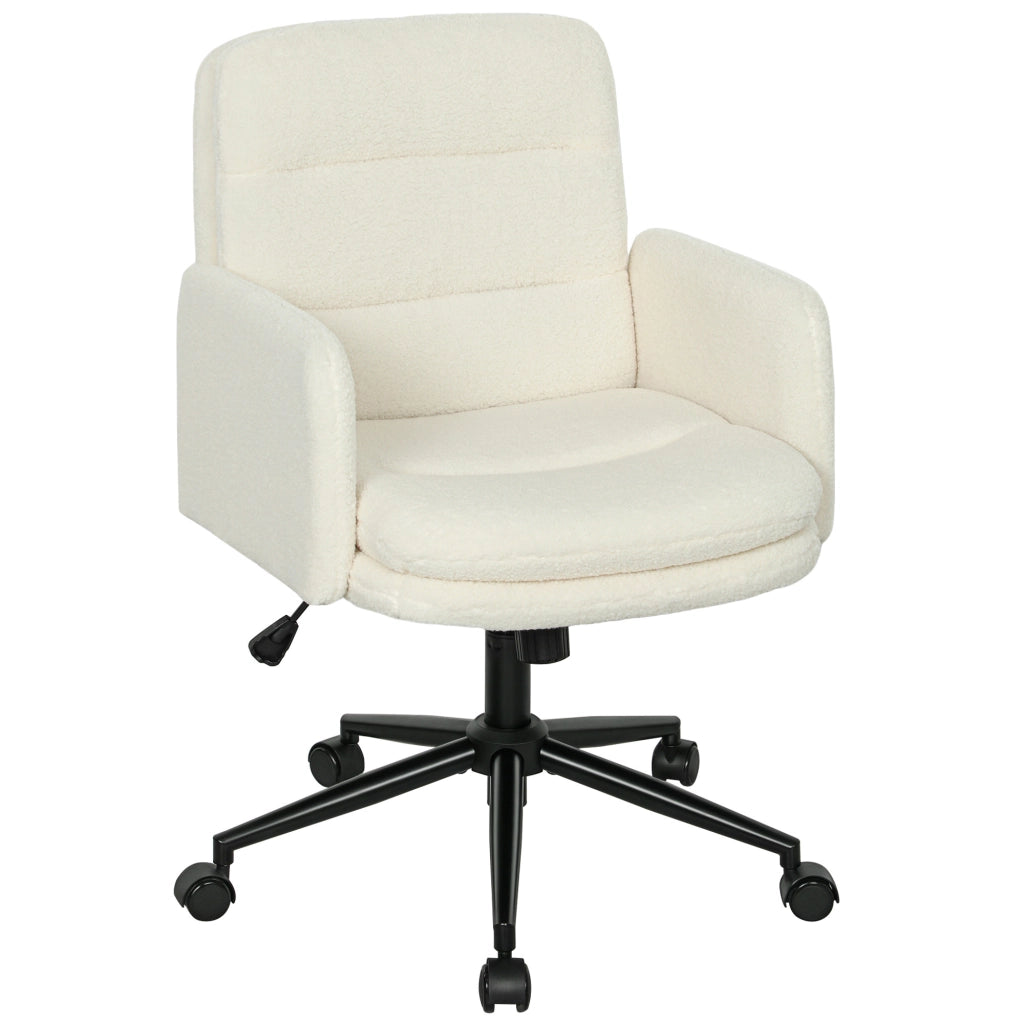 Poltrona da ufficio girevole con altezza regolabile e funzione dondolo ¨C zephmum ¨C crema 61.5x65x91-101cm