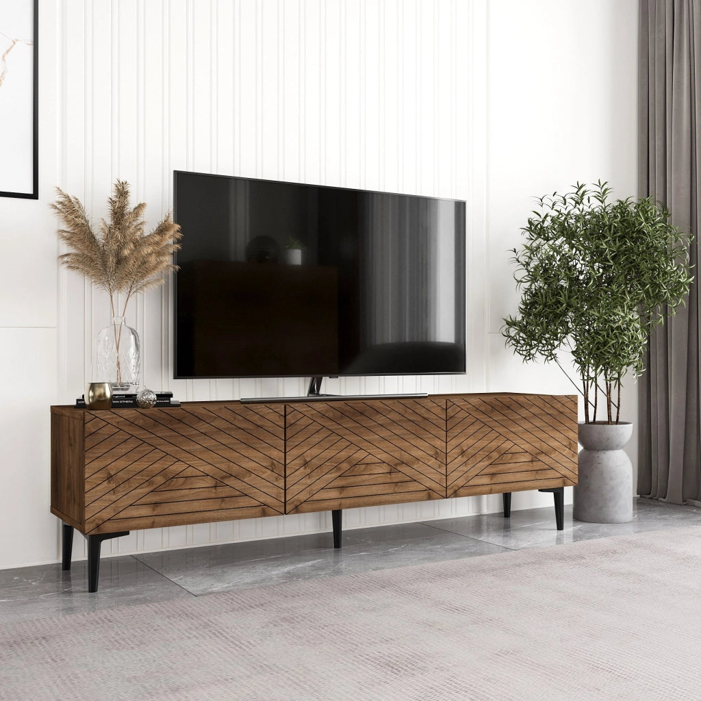 Porta TV in legno "Felix" - 160 x 31 x 44 cm - Marrone