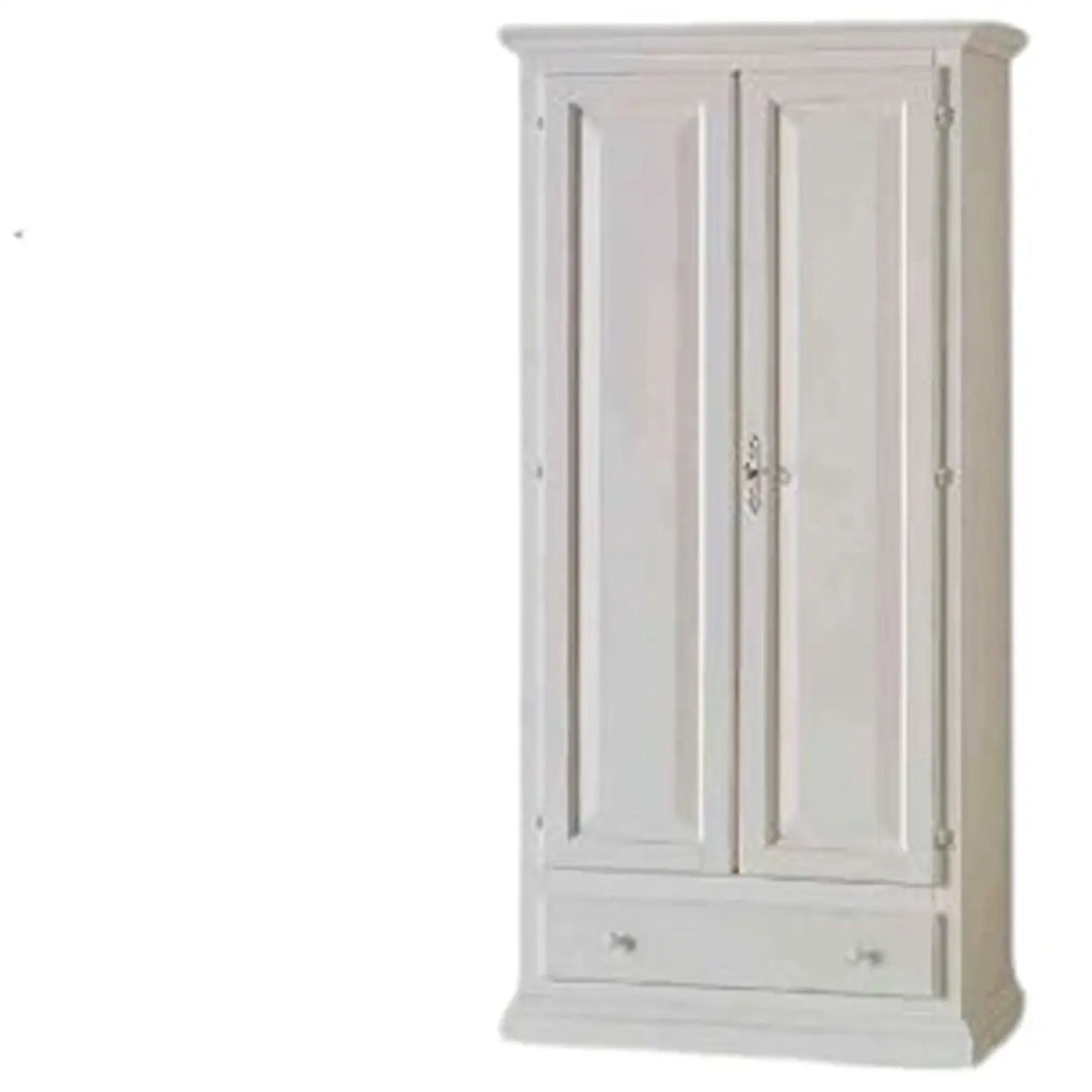 Armadio mod Avignone legno massiccio, 2 ante Shabby chic bianco