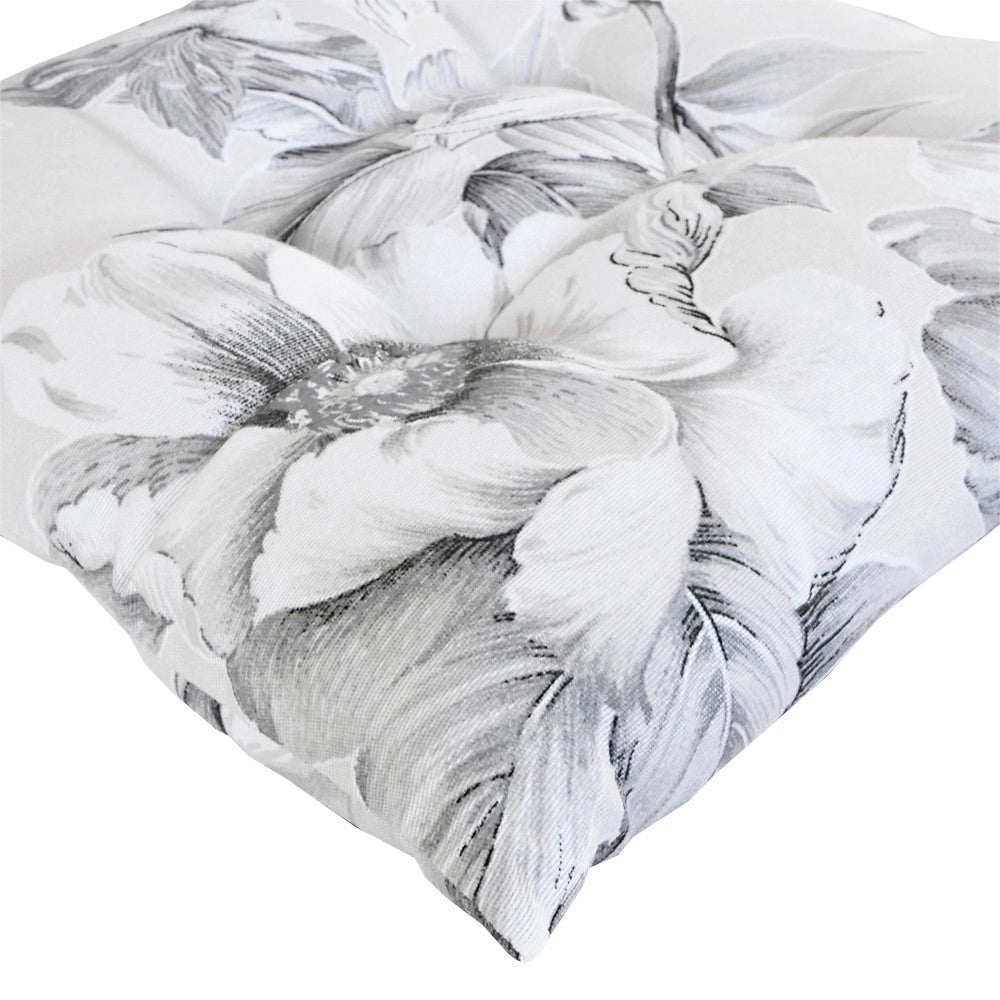 Set 4 Cuscini Sedia Shabby Chic Fiore Bianco Nero Morbidissimi Universali Coprisedie Cotone Lavabili