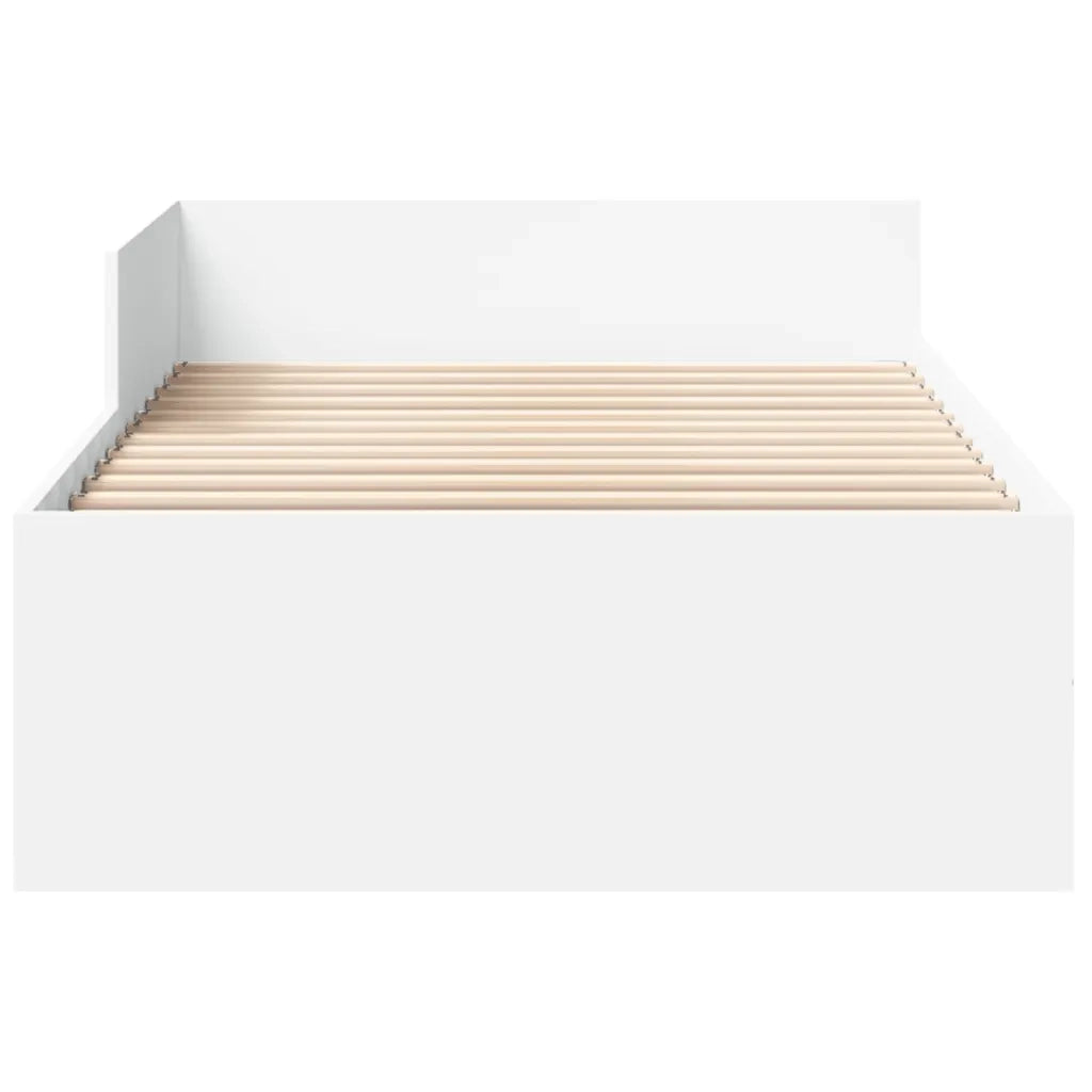 Letto singolo | Letto per adulti | Giroletto Bianco 100x200 cm in Legno Massello