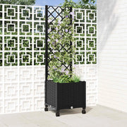 Vaso da giardino con grigliato e ruote Nero 40 x 40 x 146 cm PP 3422920