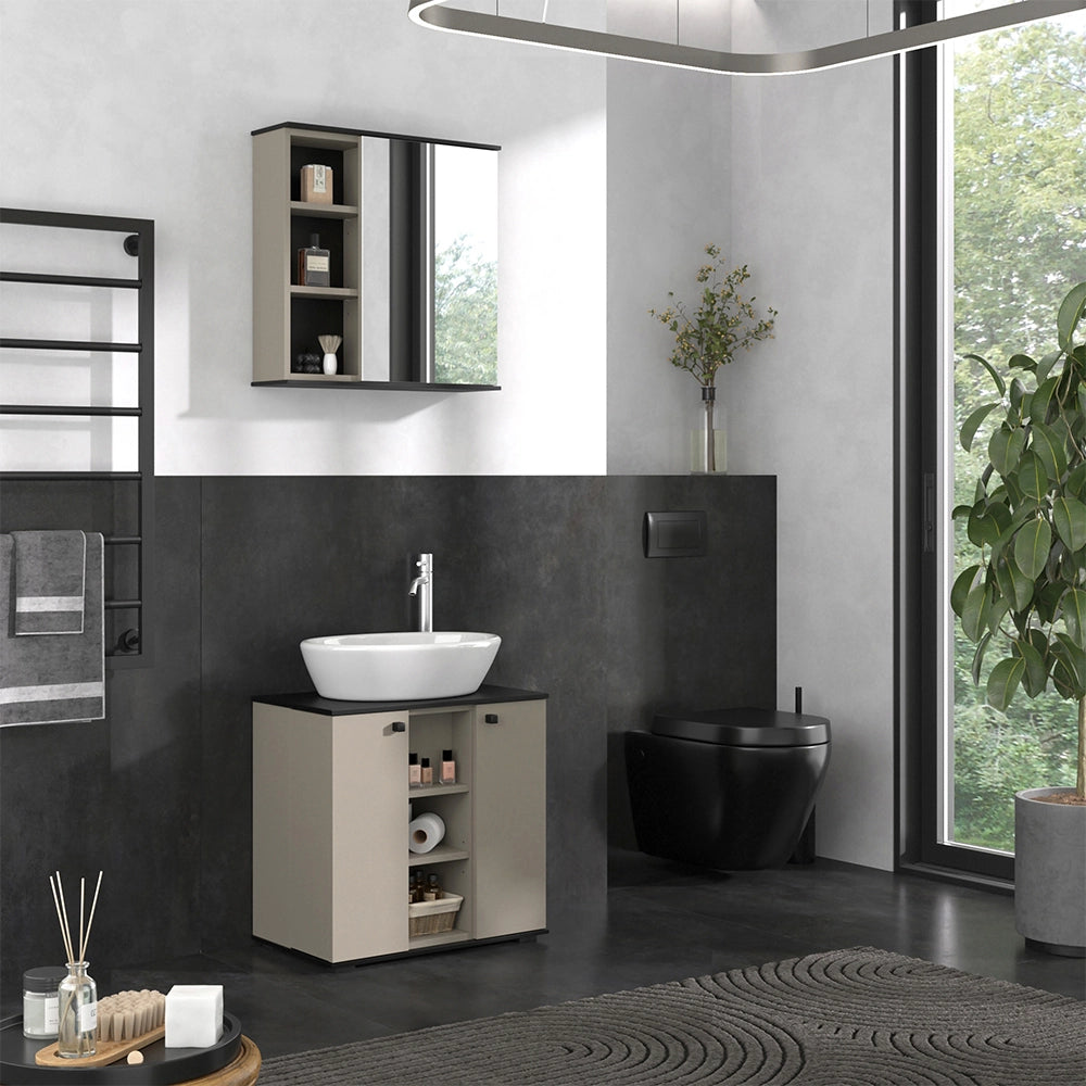 Vicco Mobile sottolavabo per bagno Grigio 60 x 59 cm con 2 porte