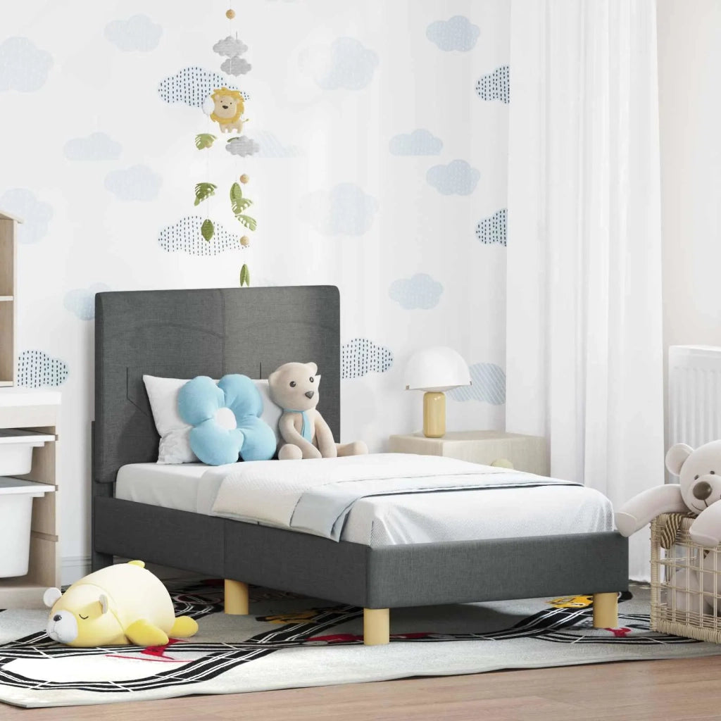Struttura letto per bambini con testata Grigio scuro Tessuto