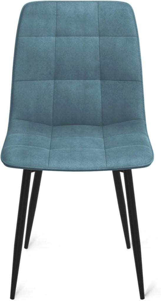 Set di 6 sedie in velluto misto MILA blu pastello x2, grigio scuro x2, grigio chiaro e rosa
