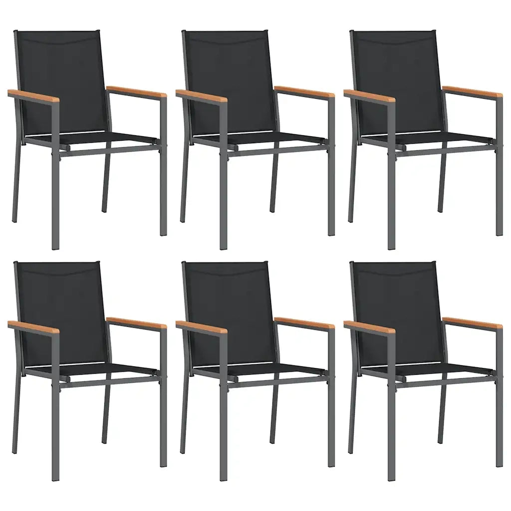 Set da Pranzo da Giardino 7 pz Nero in Textilene e Acciaio 3187046