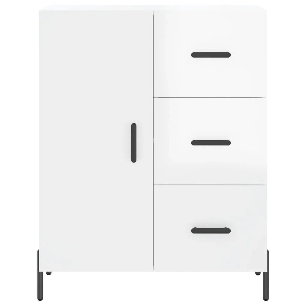 Buffet credenza cassettiera mobiletto mobile contenitore organizer per cucina soggiorno finitura lucida 69,5 x 34 x 90 cm legno ingegnerizzato bianco 02_0030743