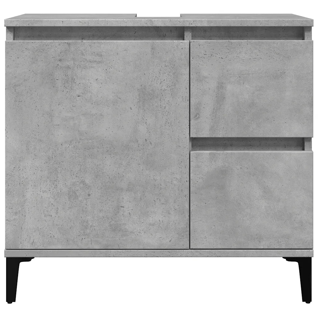 vidaXL Set Mobili da Bagno 3 pz Grigio Cemento in Legno Multistrato