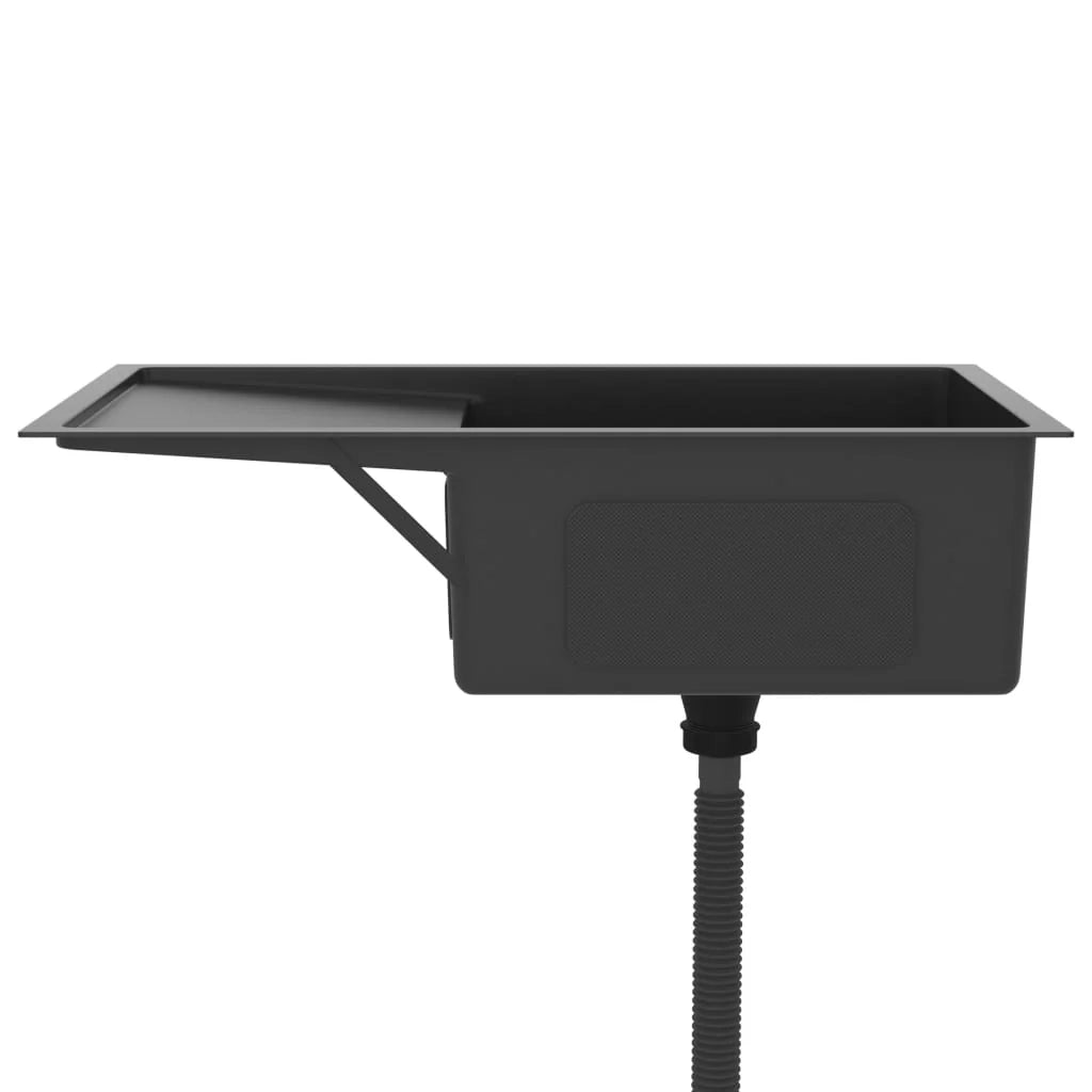 Lavello da cucina fatto a mano lavabo da interno installazione in cucina 75 x 44 cm acciaio inox nero 02_0002470