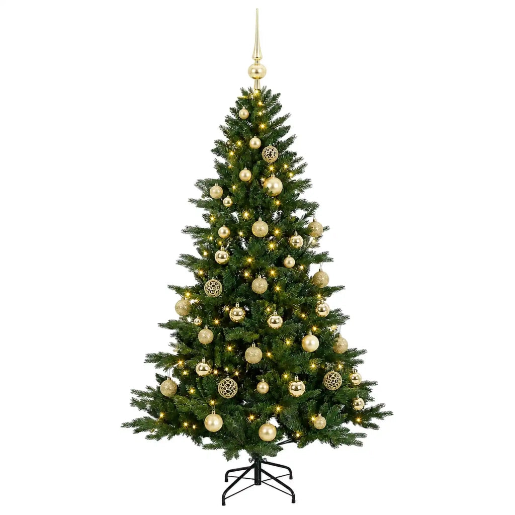 Albero di Natale artificiale con palline 150 cm 150 LED 3465672