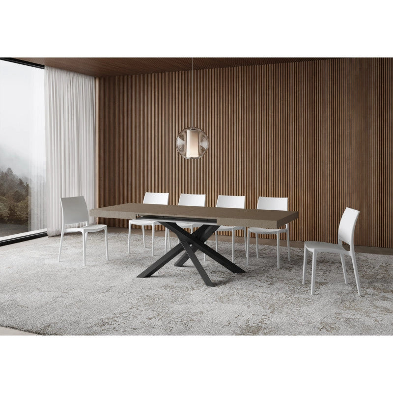 Tavolo allungabile 120/380x90 cm Volantis telaio Antracite - Tortora