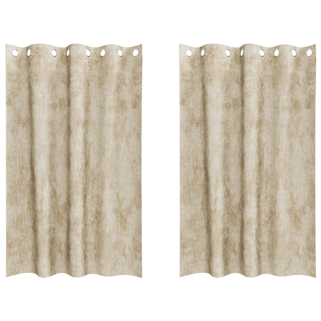 Tende in velluto 2 pz con occhielli panna 175 x 140 cm
