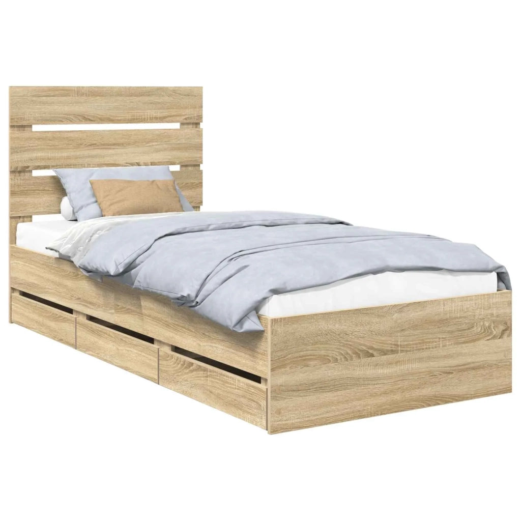 Struttura del letto con cassetto Rovere Sonoma 90 x 200 cm 3411859