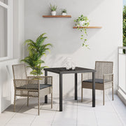 Sedie da giardino  2 pezzi con cuscini Grigio Rattan