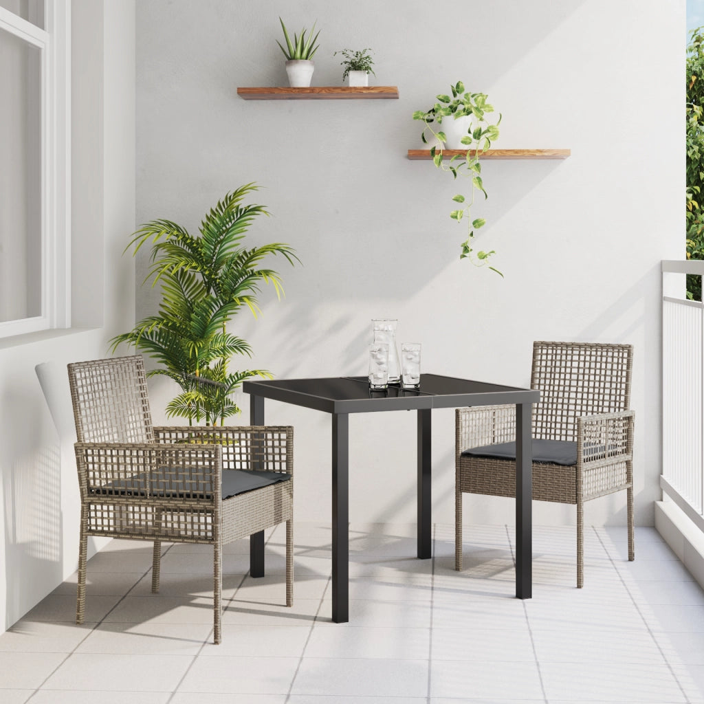 Sedie da giardino  2 pezzi con cuscini Grigio Rattan