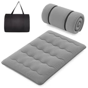 Materasso futon portatile con copertura lavabile sacca da trasporto-Tappeto arrotolabile per pavimento 140cm Grigio