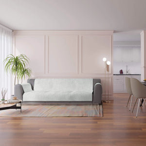 Copridivano con Copri Braccioli Seduta 230 cm in Poliestere Grigio