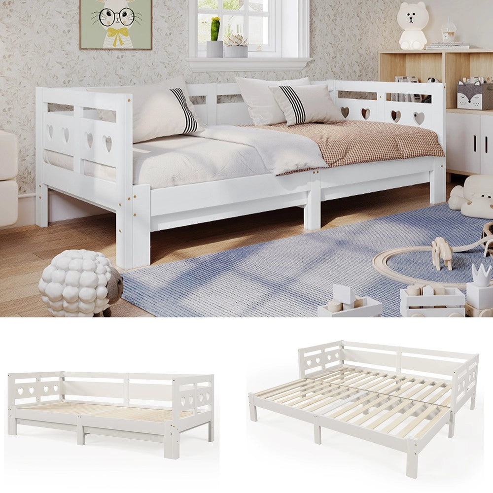 Letto Singolo Estraibile in Pino Massello Bianco ¨C MINIMAL ¨C 90x200
